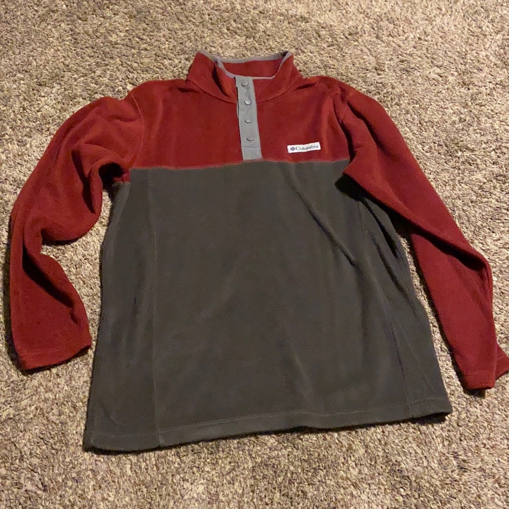Men's Columbia Steens Mountain Pullover size medium maroon and dark gray